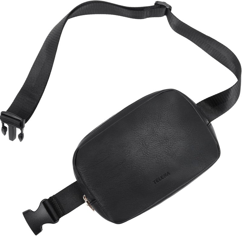 Telena Leather Belt Bag for Women Fashionable Fanny Packs Cross Body Bag Waist Pack Black - Image 1